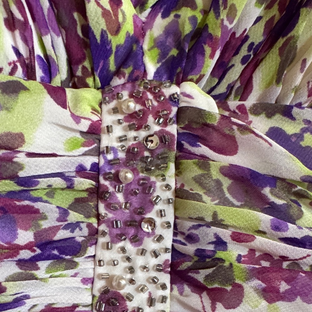 Aidan by Aidan Mattox purple and green Floral Maxi Dress- - Picture 2 of 16